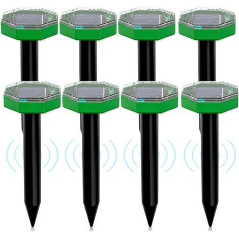 Répulsif solaire à ultrasons pour souris, lot de 8, répulsif solaire d'extérieur pour repousser les taupes et autres rongeurs des jardins et des pelouses