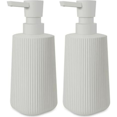 Modern glass soap dispenser for bathroom and kitchen, 250 ml soap dispenser for bathroom shelf (Beige - 2 pieces)