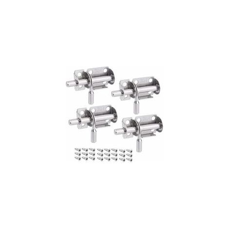 Lot de 4 Verrou de Porte Coulissant, Serrure Porte Interieure Porte de Jardin, Loquet Porte Coulissant en Acier Inox, Verrou Porte en Bois, Serrure Porte Coulissante pour Salle de Bain, Chambre (1/4)