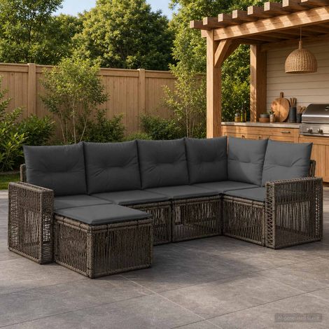 Set Divano da Giardino 6 pcs Grigio e Grigio Scuro polyrattan vidaXL (1/5)