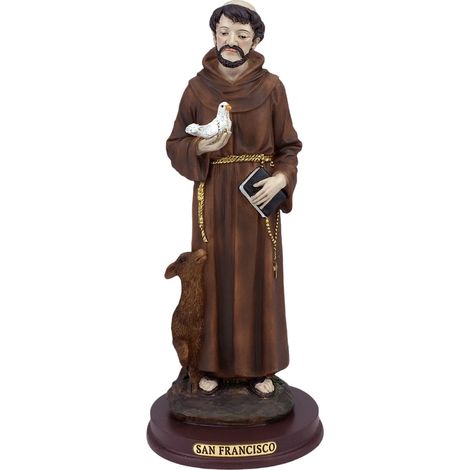 Figura religiosa di San Francesco d'Assisi in resina, ideale per la decorazione spirituale