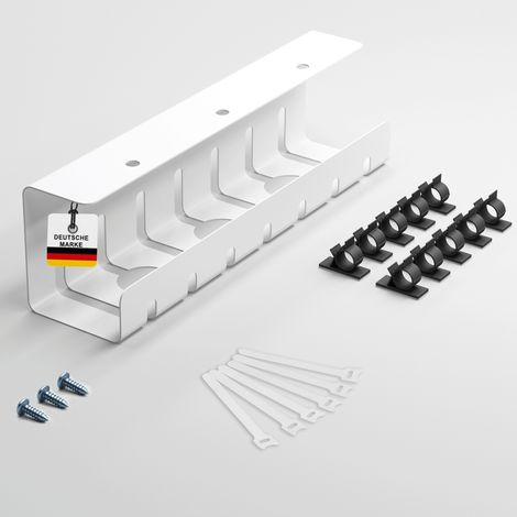 Albatros Kabelkanal Schreibtisch Weiß Komplettset - Kabelmanagement Schreibtisch für Ordnung und Produktivität, Organizer für Kabelführung- Kabelschacht oder Kabelwanne für Kabelorganisation