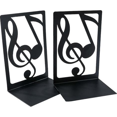 Lot de 2 serre-livres décoratifs en métal en forme de note de musique, pour étagères. Référence : B320 (1/4)