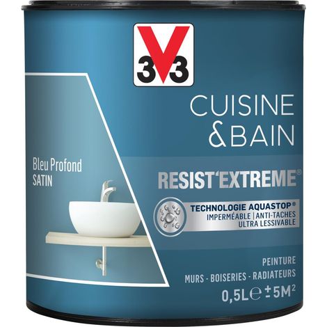 Peinture multi-supports monocouche Cuisine & Bain Resist'Extrême® V33 Bleu Profond satin 0,5L