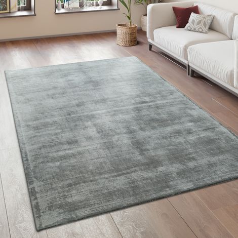 Paco Home Tappeto Salotto Moderno Vintage Pelo Corto Fatto A Mano Pregiato 100% Viscosa 160x230 cm, Grigio