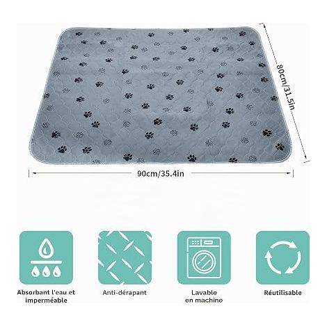 Washable Dog Training Mat, 90 x 80 cm, Brown and Blue Reusable Layers with TPU Barrier, Non-Slip, for Puppies, Senior Dogs, Cats and Rabbits (1/4)