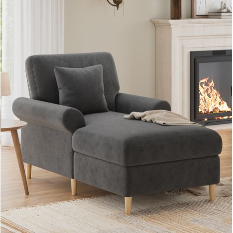 Lesesessel mit Liegefunktion aus Samt 133x87x90 cm OKMYHOME (1/5)