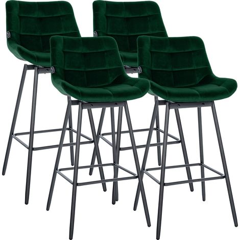 4er Set Barhocker Weston schwenkbar dunkelgrün Samt