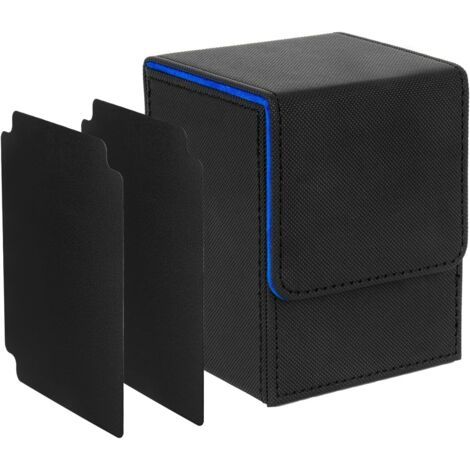 Magic Karten Aufbewahrungsbox, Deck Box Kompatibel mit MTG Karten, bis zu 100+ TCG Karten, Kartenbox mit zwei Kartentrennern, Kompatibel mit TCG Commander PTCG Karten, Schwarz Blau (1/4)