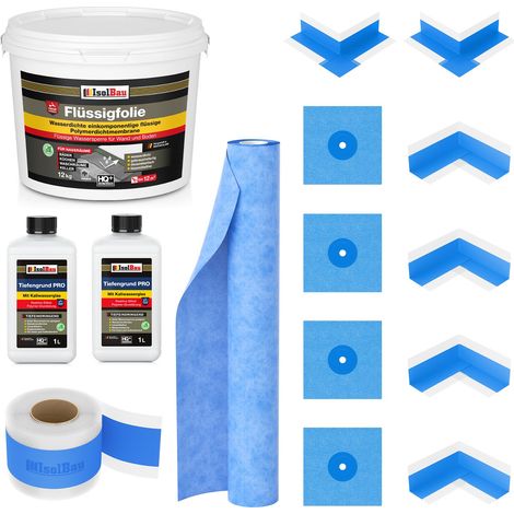 Dichtset Flüssigfolie 12 kg Innenecke Dichtband Dichtfolie Tiefengrund Dichtbahn (1/5)