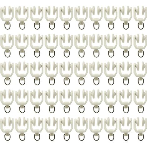 Bardusch-50 pièces Rouleau pour Rail de Rideaux, Plastique avec Deux Roues, glisseur de Rideau, Rouleau Silencieux, Rouleau directionnel, pour Rail de Rideau (1/5)