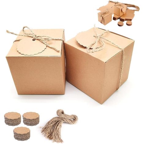 50 Pcs Set of Boxes Gifts in Paper Kraft, Box Carton D'expedition, Boxes in Carton, Box of Chocolats, boxes in carton 7 X 7 X 7 Cm, boxes in cartons with Cover, box Gift Square (1/5)