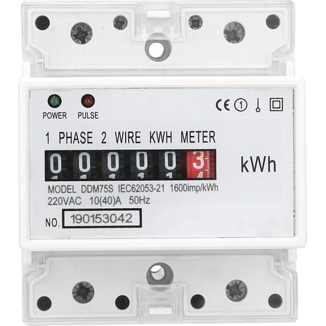 Compteur d'énergie Monophasé 10-40A 220V 230V Compteur Wattmètre Din Rail KWh Mètre Electrique pour Installation Facile Mesure Précise Consommation Électrique (1/5)