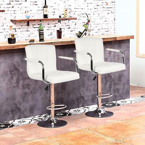 Hofuton 2 X Tabouret de Bar Fauteuil de Bar en PU Réglable de la Hauteur Gris (1/5)
