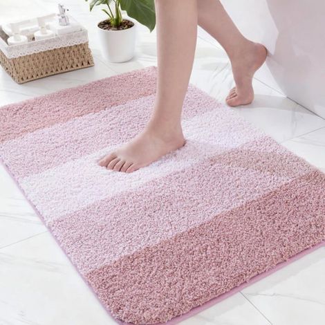 1 Badematte, Mikrofaser, rutschfest, saugfähig, schnelltrocknend, maschinenwaschbar, Badezimmer, Dusche, 50 x 80 cm, Etikett (1/5)
