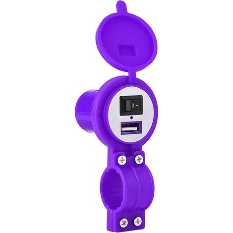 Chargeur universel USB pour moto, port d'alimentation étanche violet pour téléphone portable (1/5)