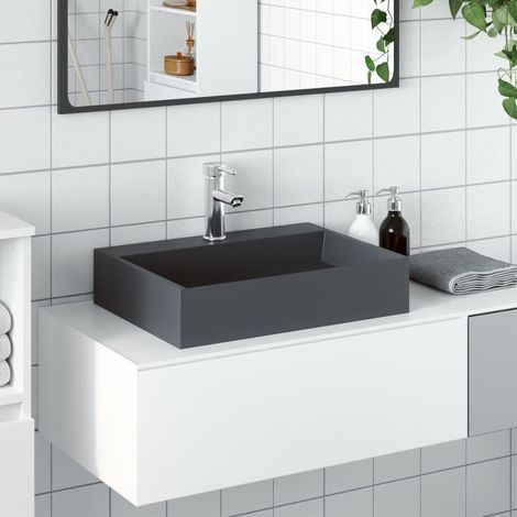 Lavabo 50 x 38 x 11 cm en fonte minérale/marbre anthracite