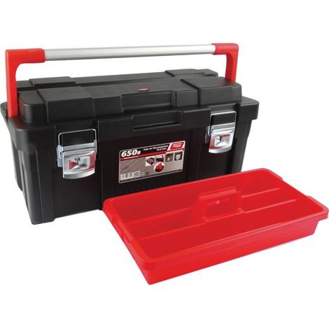 Cassetta degli attrezzi 650 x 300 x 295 mm in plastica e alluminio - Tayg