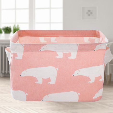 Panier à linge pliable blanc, boîte de rangement jouets, bac rangements vêtements bazar, organisateur maison, rose