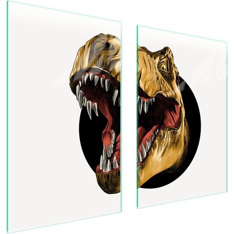 Assiette de protection en verre pour la cuisine 65x52 dinosaure (1/5)
