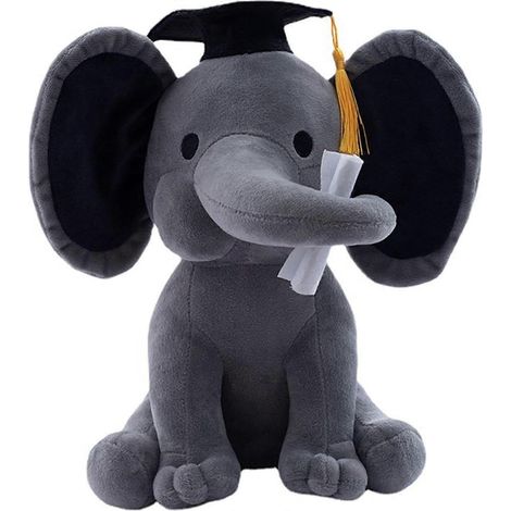 Weicher und flauschiger Plüschelefant, ideal als Babykissen oder Geburtstags- oder Abschlussgeschenk (Doctor Grey, 25 x 25 x 25 cm). (1/5)