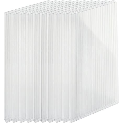Relaxdays Lastra Policarbonato Alveolare 6mm Trasparente, Set da 10 Pannelli, 121x60,5 cm per Serre, Tettoie e Tunnel