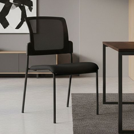 Dmora - Silla de oficina Dangor, Silla de sala de espera de oficina acolchada, Silla de espera ergonómica, 58x47h87 cm, Negro (1/3)