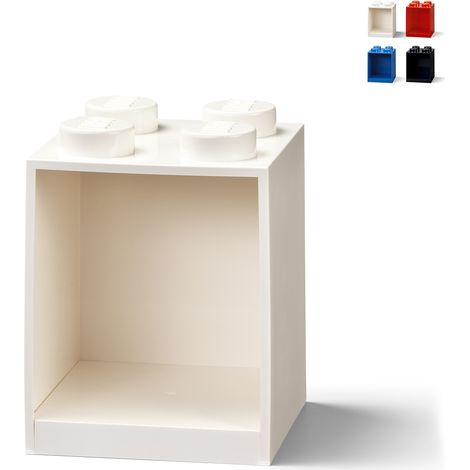 LEGO Brick Wandregal mit 4 Noppen Ablagebox - Weiß (1/5)