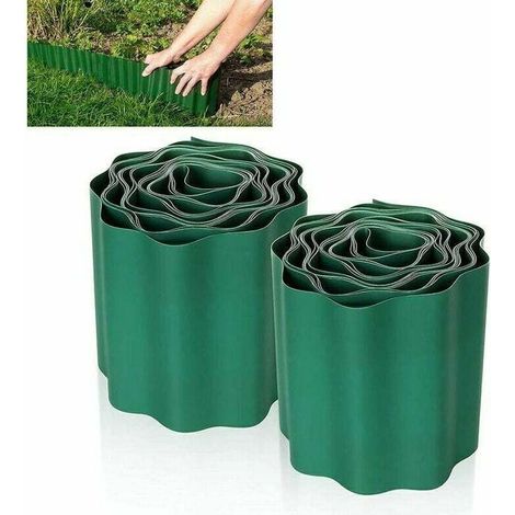 2 PCS Bordure de Pelouse Flexible 9M × 15CM, Clôture Gazon Bordure Jardin Plastique Bordurette de Jardin Bords Bordures Jardin Exterieur PVC - Bordure de Jardin Flexible Vert