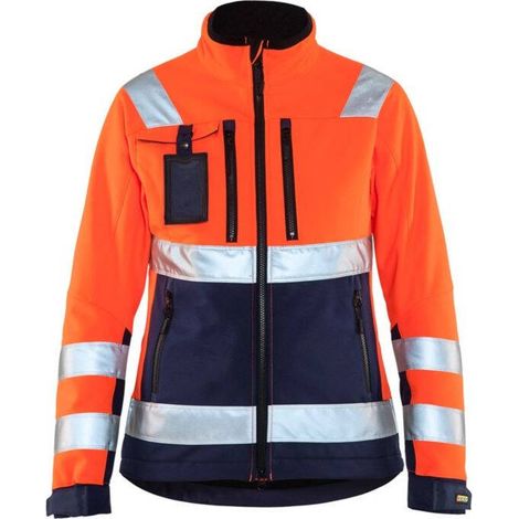 Giacca da lavoro softshell ad alta visibilità donna 4902 - Arancione fluorescente/Blu navy XXXL (1/5)