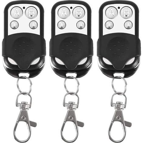 Lot de 3 télécommandes universelles 433,92 MHz – Code fixe – 4 boutons pour contrôler jusqu'à 4 portes – Autoprogrammables en ABS et aluminium (1/4)
