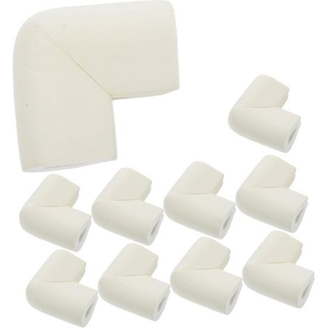 Set di 10 protezioni angolari antiurto a forma di U per mobili in vetro - Protezioni di sicurezza per bambini (6x6x3,5 cm) - Bianco avorio (1/5)