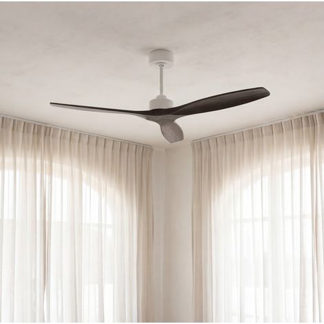 Forlight - Ventilador de Techo Stem Evo, Ø1320mm, Motor DC Silencioso, 30W, 6 Velocidades, Mando a Distancia Incluido, 20-32m², Blanco, Palas Negro, Función Verano/Invierno
