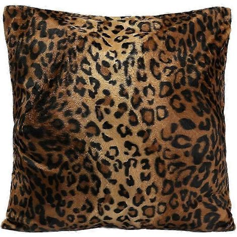 Housse de coussin décorative imprimée en peluche motif zèbre, léopard et tigre-A (1/5)