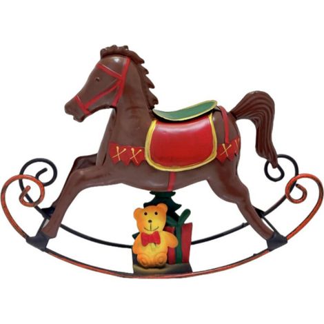 Table de Noël de statue de cheval en métal pour-brun (1/2)
