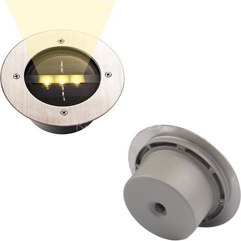 Lot de 2-Lampe encastrable solaire 3 LED en aluminium étanche IP65 – Pour jardin, allée et place – Éclairage extérieur au sol (1/4)