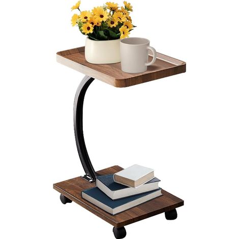 Table d'appoint, Table de Chevet Mobile à 2 Niveaux en Forme de C, Bout de canapé en Cadre Métal, 40 x 30 x 60 cm Montage Facile pour Salon, Bureau, Chambre (1/5)