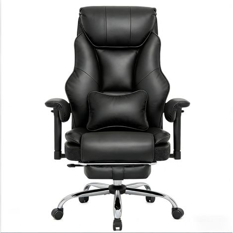 Sedia da ufficio ergonomica reclinabile con poggiapiedi in PU nero MODENUIT (1/5)