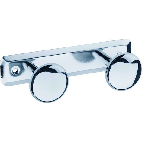 Pellet – Porte peignoir 2 têtes en acier chromé – Fixation murale avec vis inox – Usage en collectivités – Longueur 60cm (1/4)