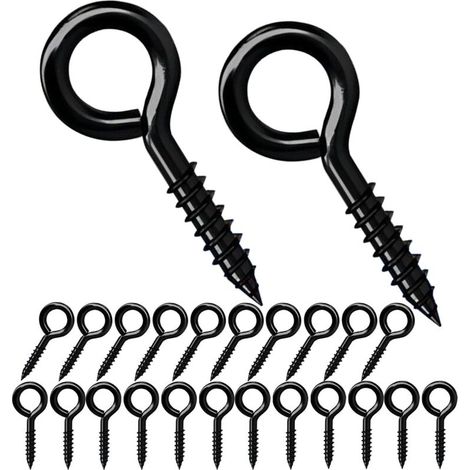 10 Stück 50-mm-Ösenschrauben, selbstschneidende Ringe, runde Ösen, Metallhaken für die Innen- und Außendekoration, Schwarz