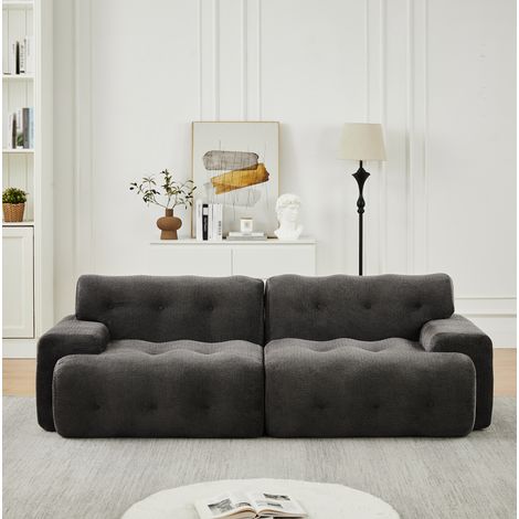 2-Sitzer-Sofa 224x104x66 cm grau Chenille mit tiefem Sitz und montagefreiem Design (1/5)
