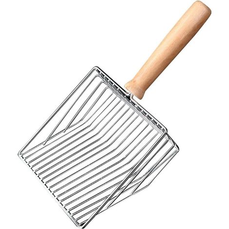 Pelle Litiere Chat Metal, Pelle à Chat en Métal 7mm, Pelle à Litière pour Chat, Pelle à Litière avec Manche en Bois pour Le Nettoyage des Animaux Domestiques, Accessoire pour Chat