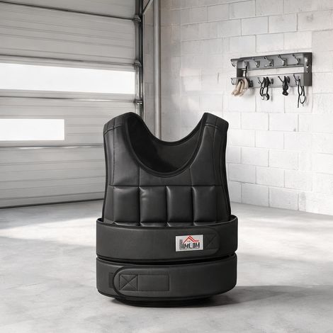 Gilet de musculation lesté réglable 30 kg Oxford noir 60 x 50 cm (1/5)