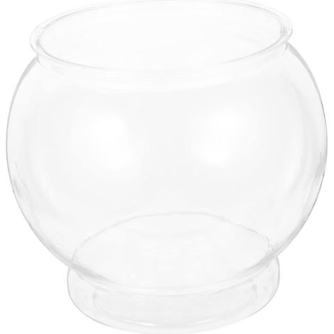 1 Bocal À Poissons Plastique Pet Transparent Rond 18x18x17cm Résistant Chocs Pour Bureau Et Décoration Aquatique