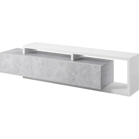 Mueble TV 1 cajón 219 cm Ilyes Blanco y Concreto