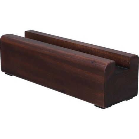 Soporte de madera marrón para espejos con base antideslizante y diseño curvo, elegante base para espejos largos y exhibición de arte moderno. (1/5)