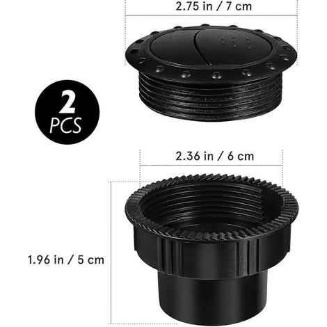 Garneck Lot de 2 déflecteurs de ventilation de tableau de bord 60 mm pour voiture, camping-car et quad A1176 (noir) (1/3)