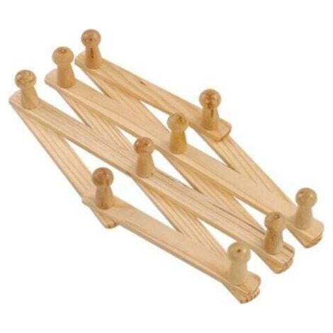 10pcs Retractable Wooden Clothes Hangers Hat Hooks Wall Mount Rack for Home Decor (1/2)