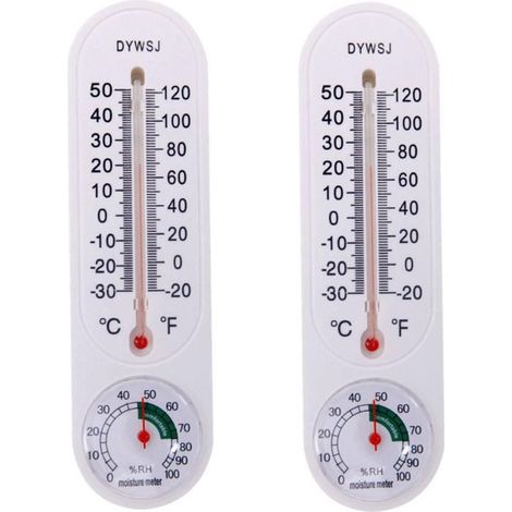 Thermomètres et hygromètres intérieur extérieur – Lot de 2 – 22,5 x 6,5 cm – Thermo-hygromètres muraux – Pour jardin, serre, cave et pièces de vie – Blanc (1/5)