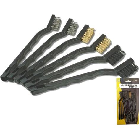 Toolzone 6pc Multipurpose Mini Wire Hand Brush Ideal for Rust Dirt Removal Set (1/2)